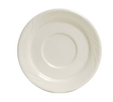 Tuxton China YEE-054 Saucer, 5-1/2" Dia., Round, Embossed, Microwave & Dishwasher Safe, Oven Proof, Fully Vitrified, Ceramic, Tuxcare®©, Healtcare, Monterey, American White/eggshell