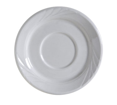 Tuxton China YPE-054 Saucer, 5-1/2" Dia., Round, Embossed, Microwave & Dishwasher Safe, Oven Proof, Fully Vitrified, Ceramic, Tuxcare®©, Healthcare, Sonoma, Porcelain White