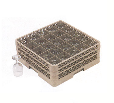 Vollrath TR6BB Traex® Full Size Glass/stemware Rack, 25-compartment, 3-1/2" Square Compartment Size, With (2) 25-compartment Extenders, Open Bottom & Sidewall, 6-3/8" Max Inside Height, Handles On All 4 Sides, Co-polymer Plastic, Full Size (19-3/4" X 19-3/4") Doubl
