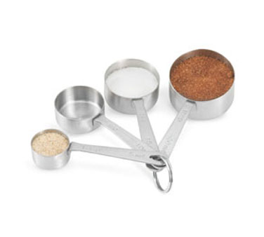 Vollrath 46589 Four-piece Straight-sided Measuring Spoon Set, 18-8 Stainless Steel, Capacities Stamped On Product, Set Secured With Stainless Steel Ring, Includes (1) Tbsp (15 Ml), 2 Tbsp (30 Ml), 1 Tsp (5 Ml), 2 Tsp (10 Ml), Imported
