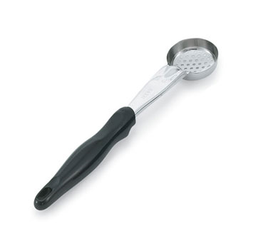 Vollrath 6432120 Spoodle®, 1-piece Heavy Duty, Perforated Round Bowl, Handle Coded Black, Equipped With Agion® - Nature's Antimicrobial Protection, 1 Oz.(29.6ml), 18/8 304 Stainless Steel, Ergonomic Design High Temperature Textured Nylon Handle Heat Resistant To 450°