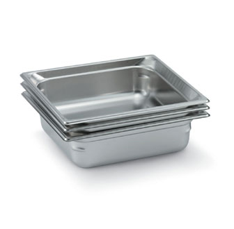 Vollrath 90162 Super Pan 3® Two-thirds Size Food Pan , 6" Deep, 150mm, 22 Gauge 300 Series Stainless Steel, Top Flange Corners With Concave Indentation, Anti-jamming, Ramped Sides, Reverse Form Flattened Edge, Framing Shoulder, Nsf, Meets Gastronorm (en 631-1) Stan