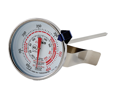 Winco TMT-CDF2 Candy/deep Fry Thermometer, Temperature Range 100° To 400° F, 2" Dial Type With Stem, Built In Pot Clip, 5" Probe, Adjustable Indicator, Nsf (12 Each Per Inner Case, 144 Each Per Master Case)