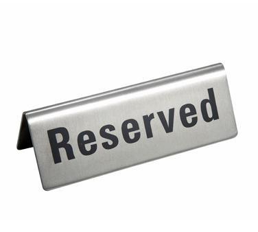 Winco RVS-4 Winco Stainless Rvs-4, Reserved Sign, 4-3/4" X 1-3/4", Stainless Steel