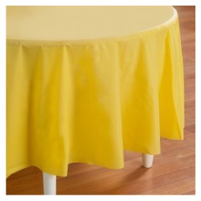 Converting 703266 Table Cover, 82" Round, Plastic, Mimosa Yellow, 12/cs