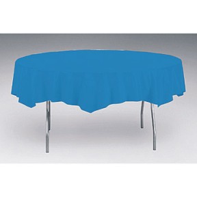 Converting 70-3258 Table Cover, 82" Round, Plastic, True Blue, 12/cs