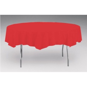 Converting 703548 Table Cover, 82" Round, Plastic, Red, 12/cs