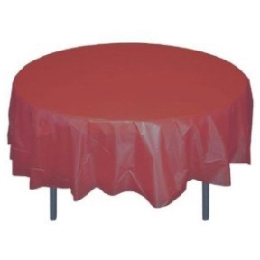 Converting 703122 Table Cover, 82" Round, Plastic, Burgundy, 12/cs