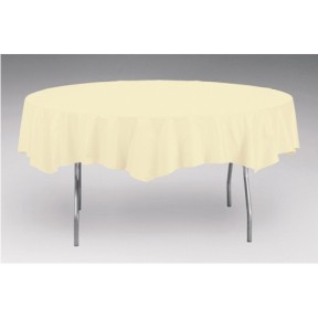 Converting 70-3264 Table Cover, 82" Round, Plastic, Ivory, 12/cs