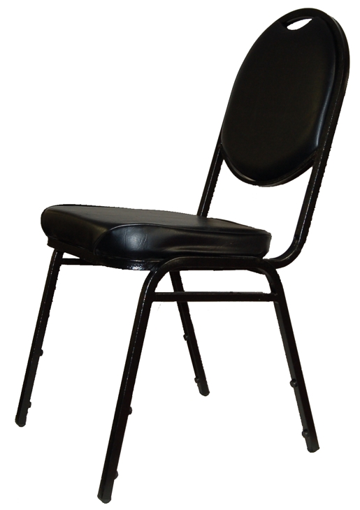 Ardous International NCH2-BK/BK Stacking Chair Black Vinyl On Black Round Back Ch2 2 In Pad