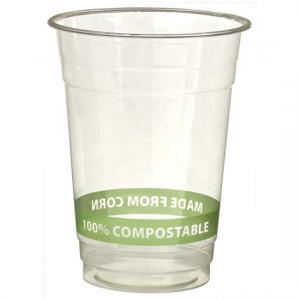 Eco Products Inc. EP-CC16-GS Plastic Cup, Disposable, 16 Oz., Clear, With Green Stripe, 1000/case