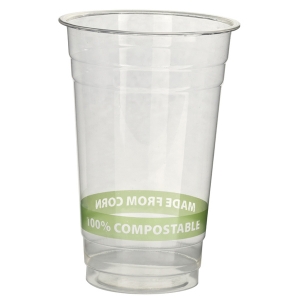 Eco Products Inc. EP-CC20-GS Plastic Cup, Disposable, 20 Oz., Clear, With Green Stripe, 1000/case