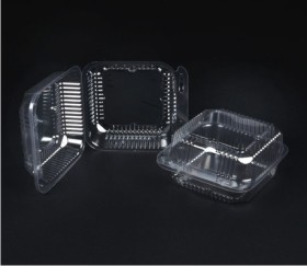 Durable PXT-600 Durable Pxt-600 6" X 6" X 3" Plastic Hinged Clamshell Container Clear