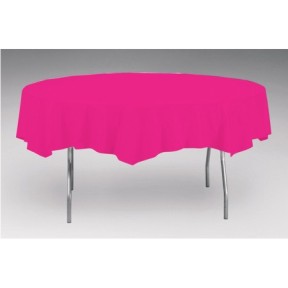 Converting 70-3277 Table Cover, 82" Round, Plastic, Hot Magenta, 12/cs