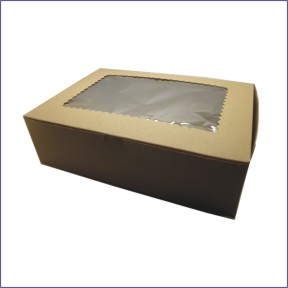 Boxit Corporation 14104W-501 Cupcake/bakery Box, 14"x10"x4" 12 Cup Reg, Kraft, Window, 100/cs