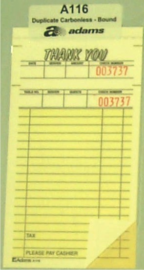 Adams Foodservice & Hospitalty A116 Guest Check Jscg8000, Carbon Gold 2-pt, 100/25/2-1/2m
