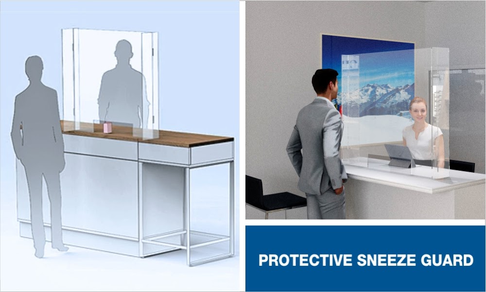 Freestanding Clear Acrylic Shield with Transaction Window for Business and Customer Safety Against Sneezing and Coughing ACSTEP 30 x 24 Protective Sneeze Guard for Counter and Desk 