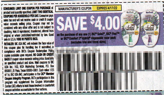 smartsource bic razor coupon