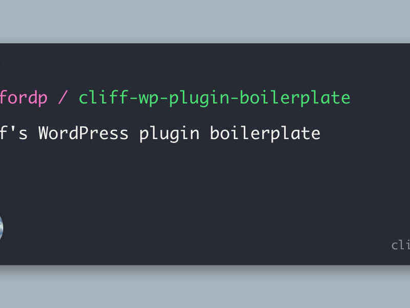 Cliff's WordPress Plugin Boilerplate