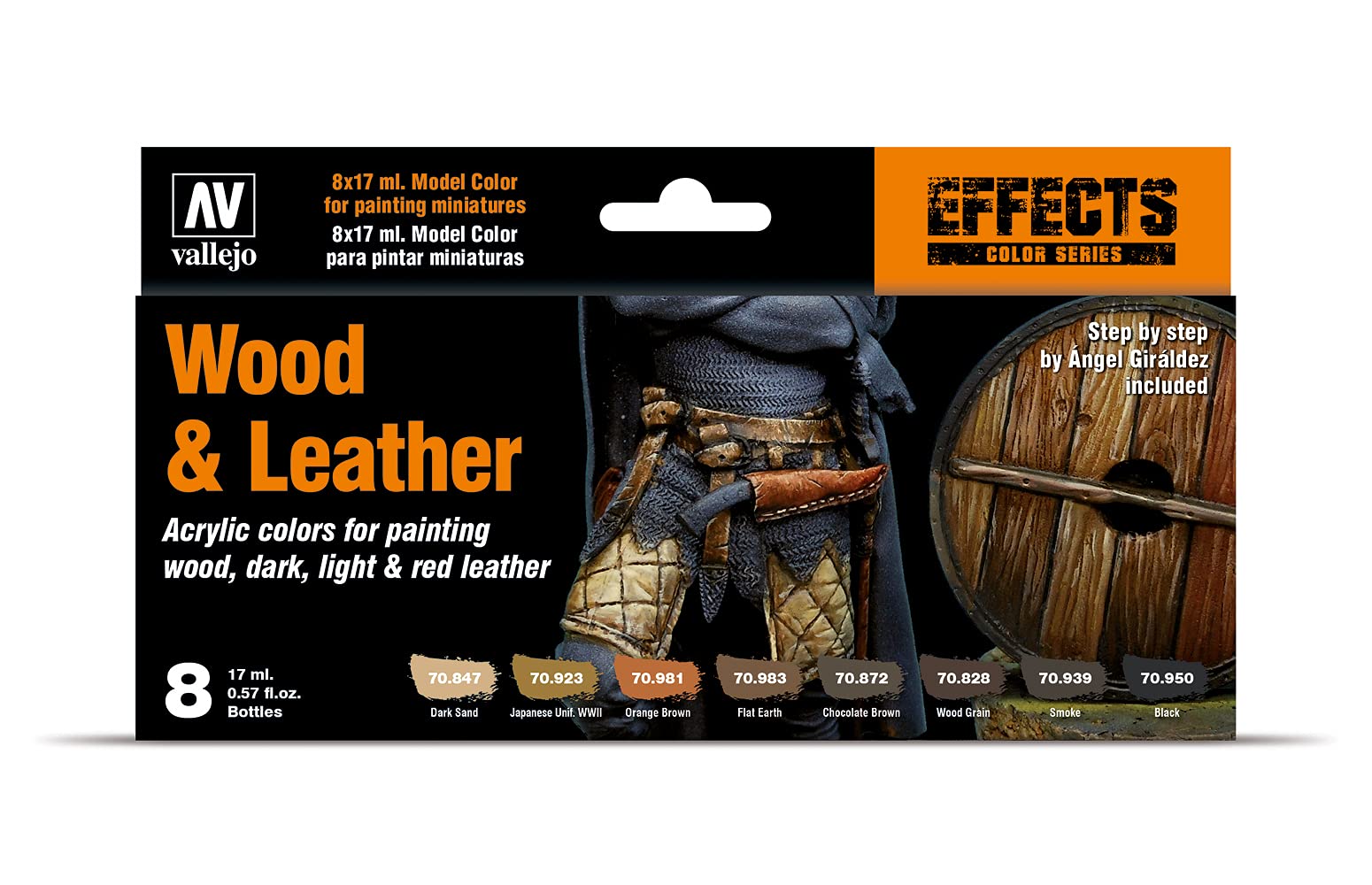 Vallejo Model Color Effects Paints Wood Leather Set 8 Colors Acrylic
