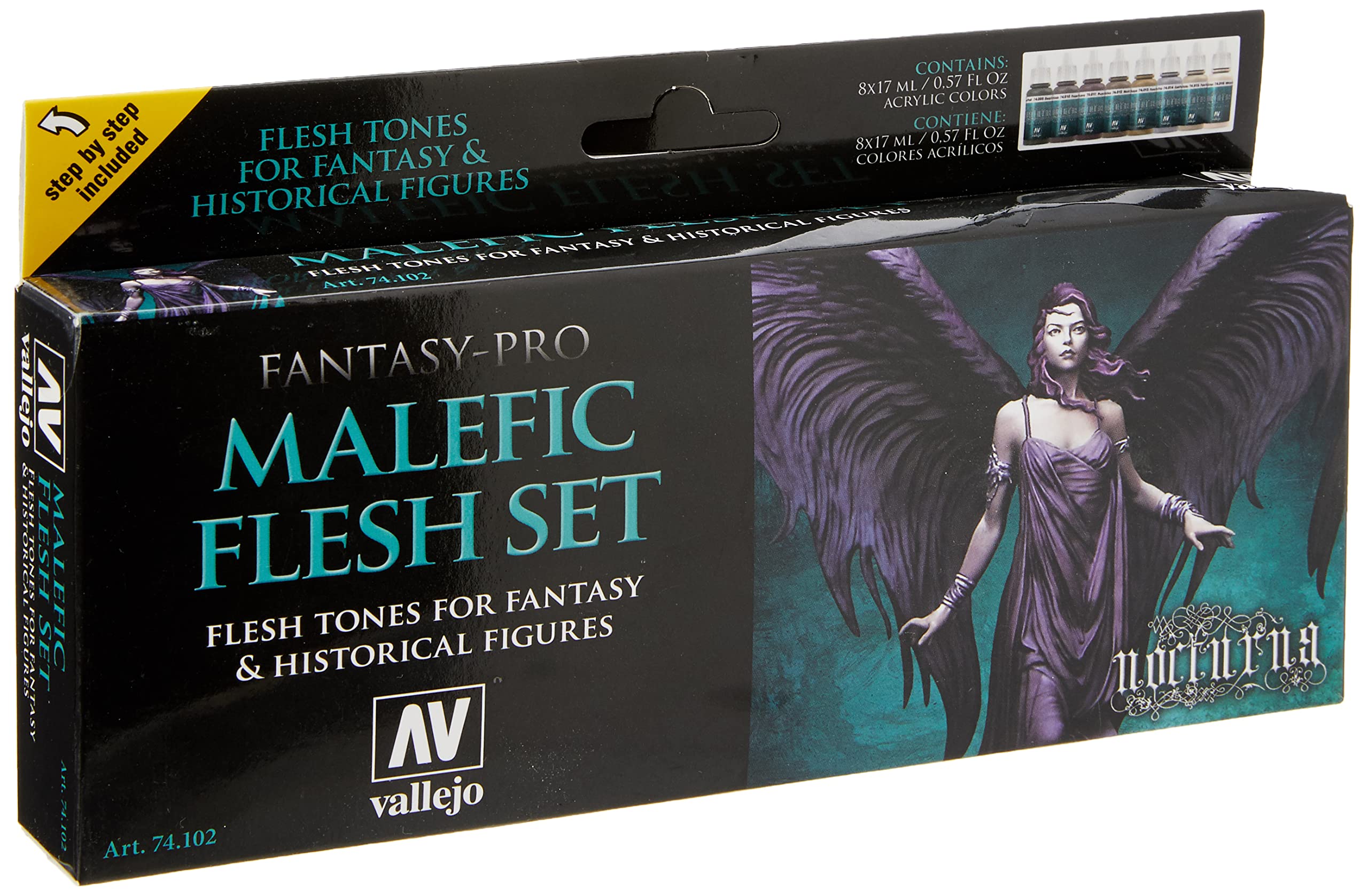 Vallejo Fantasy Pro Malefic Flesh Acrylic Paint Set 8