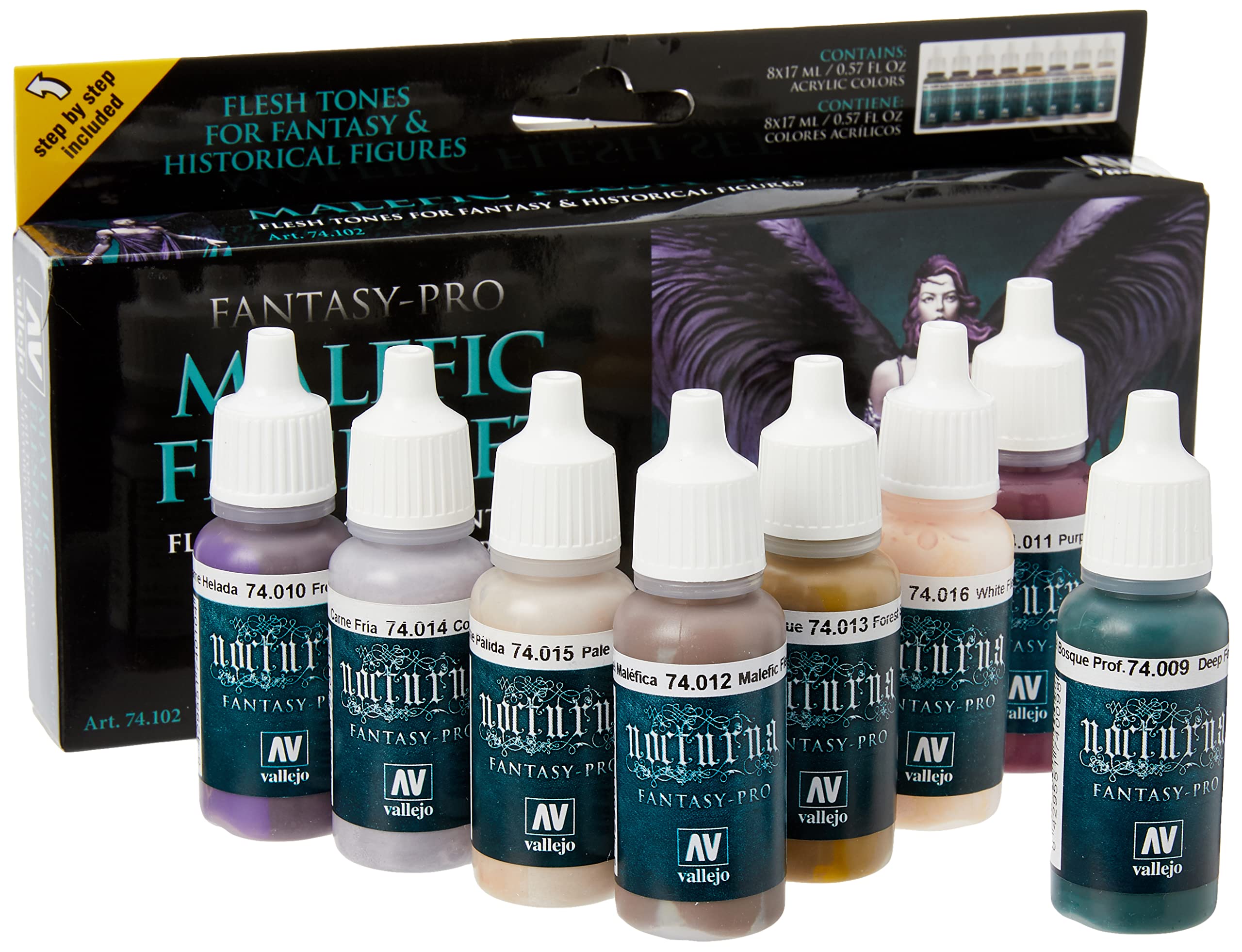 Vallejo Fantasy Pro Malefic Flesh Acrylic Paint Set 8