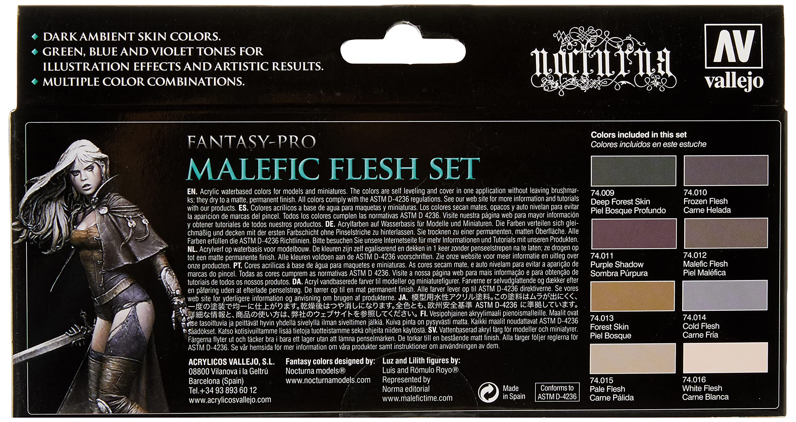 Vallejo Fantasy Pro Malefic Flesh Acrylic Paint Set 8