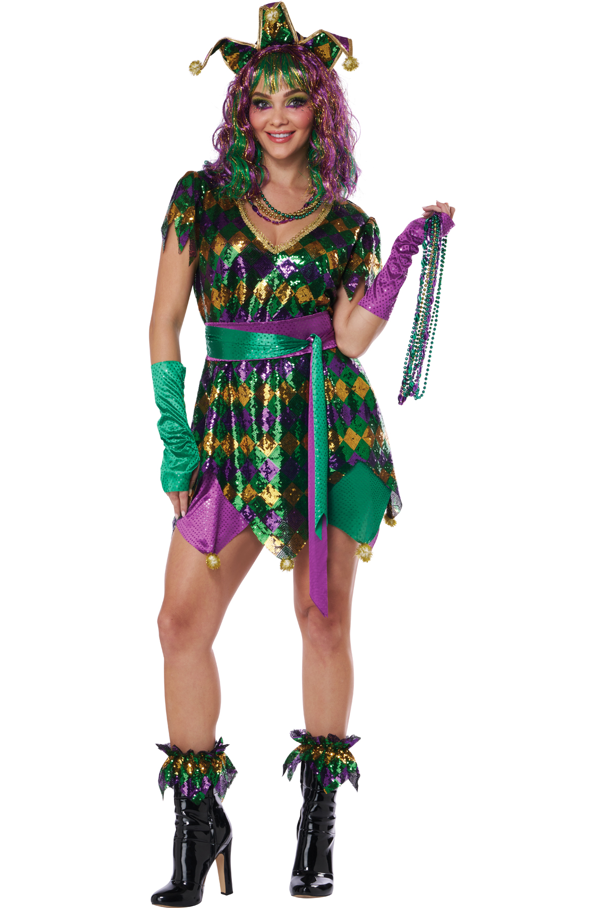 California Costume Mardi Gras Parade Jester Adult Women Holiday Outfit 5024-004 - Picture 3 of 7