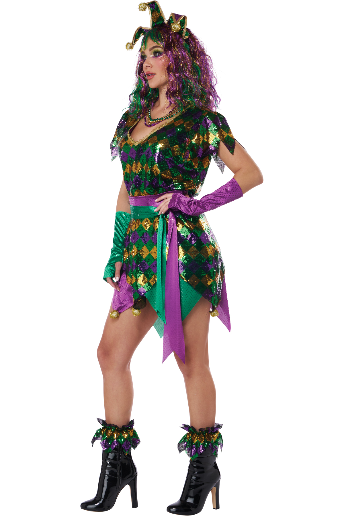 California Costume Mardi Gras Parade Jester Adult Women Holiday Outfit 5024-004 - Picture 4 of 7