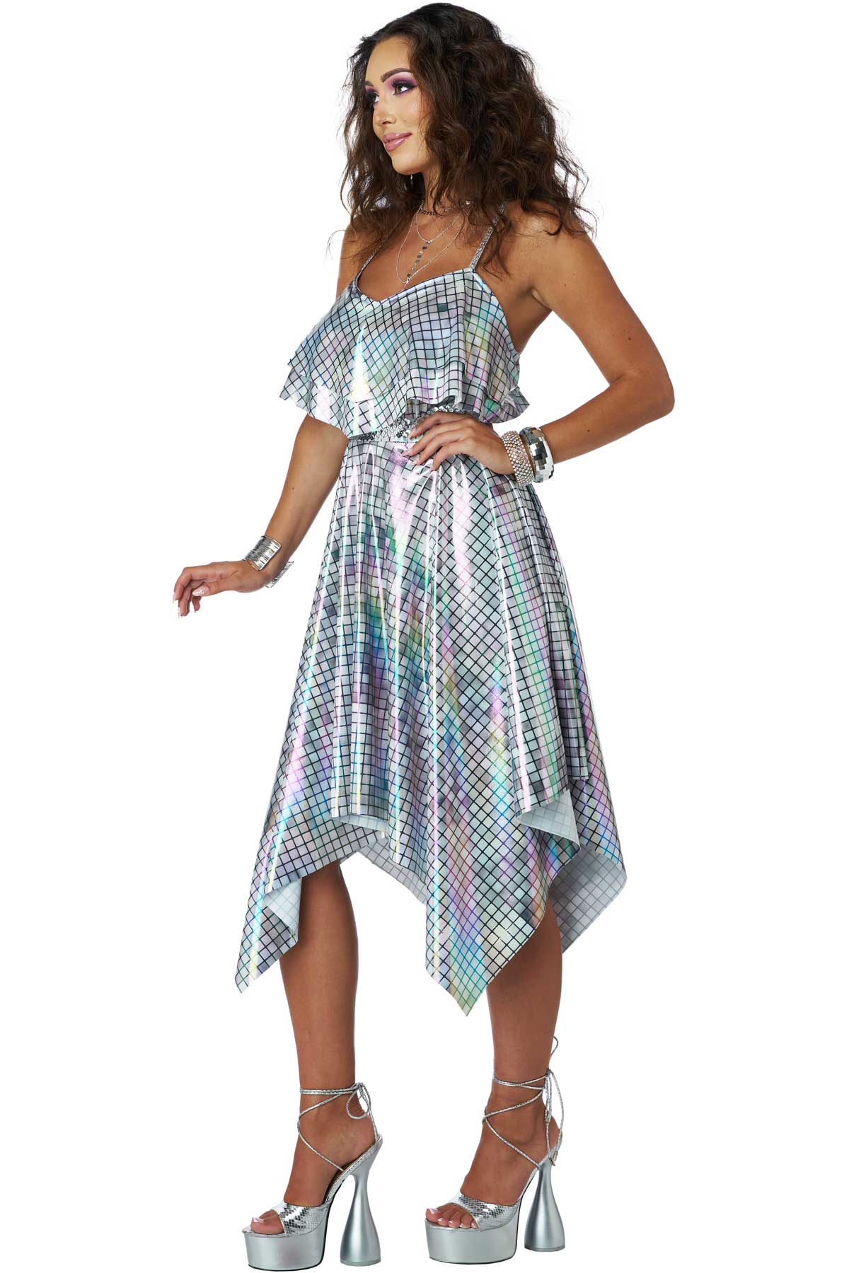 California Costume 70'S Disco Dress - Silver Mirrorball Adult Outfit 5025-071 - Picture 3 of 7