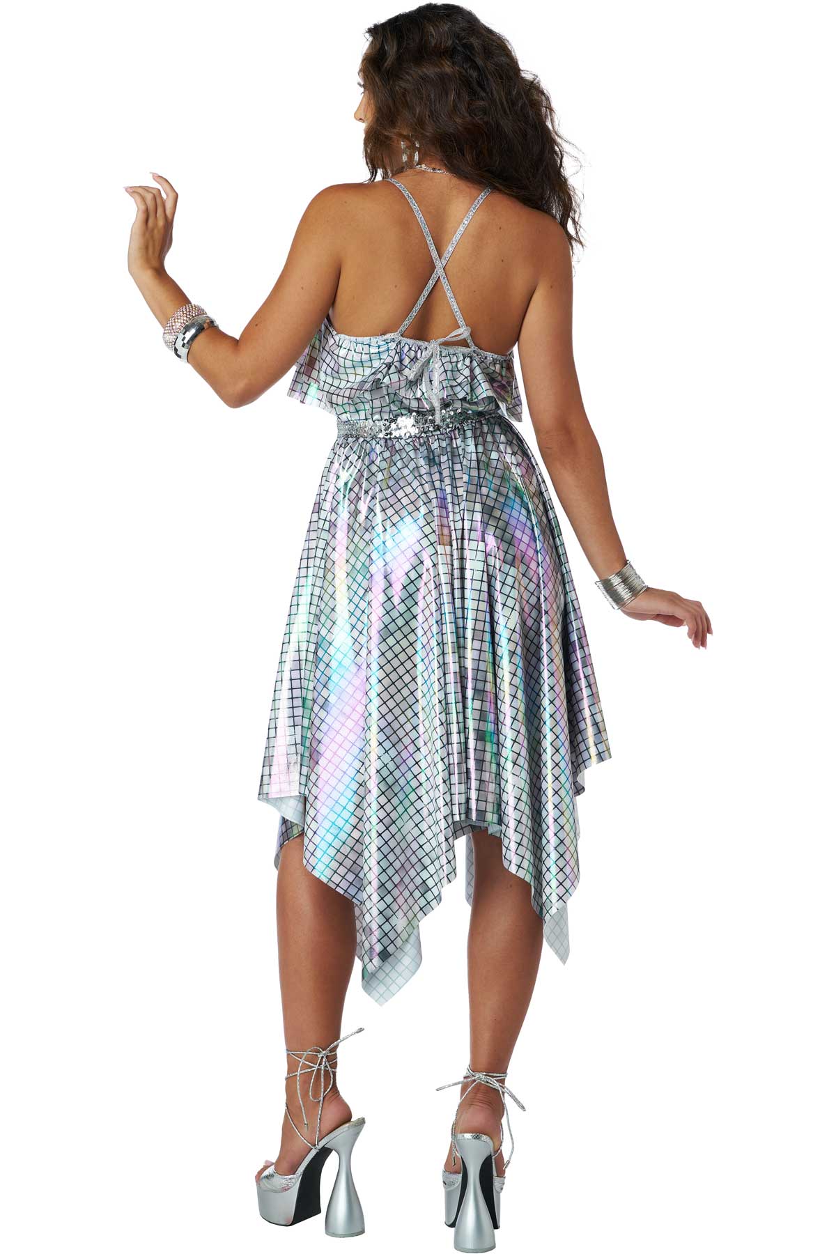 California Costume 70'S Disco Dress - Silver Mirrorball Adult Outfit 5025-071 - Picture 4 of 7