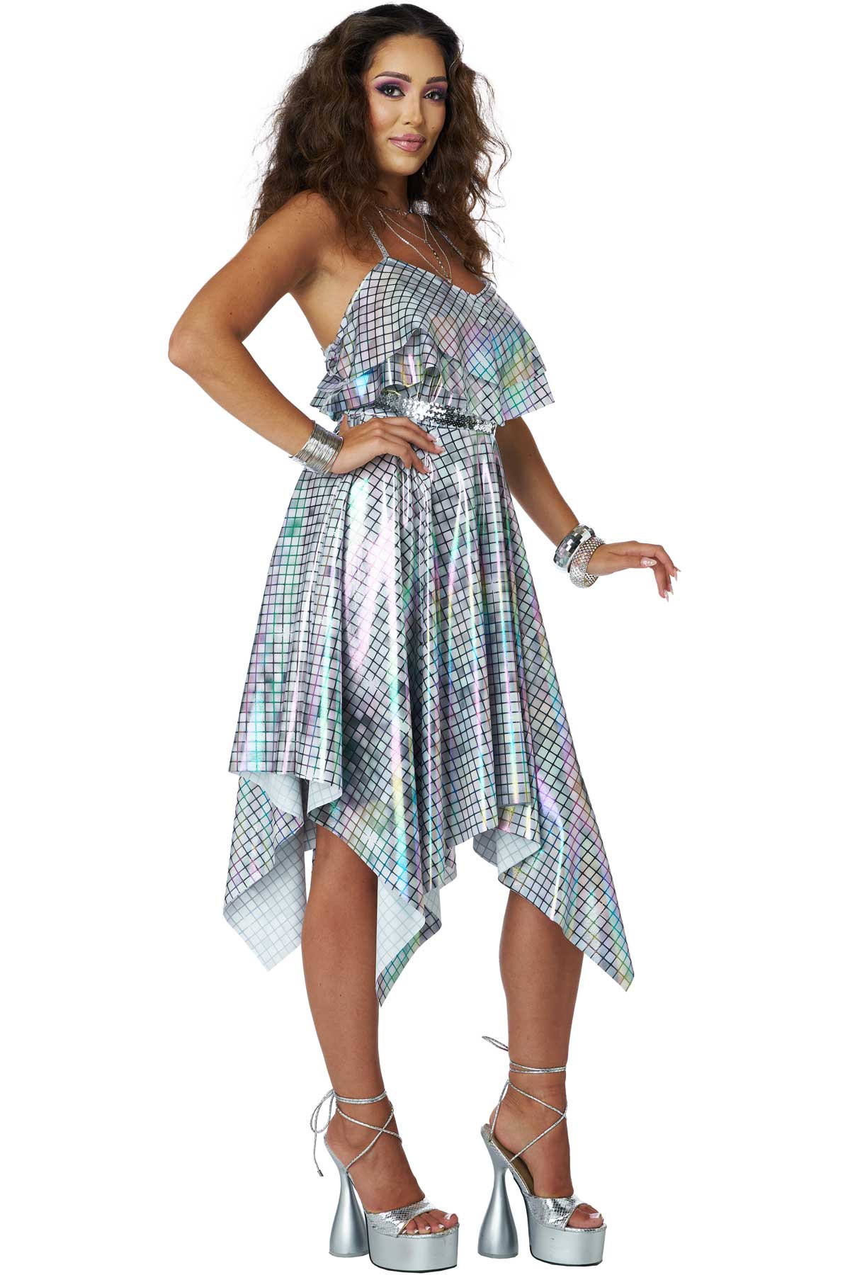 California Costume 70'S Disco Dress - Silver Mirrorball Adult Outfit 5025-071 - Picture 5 of 7