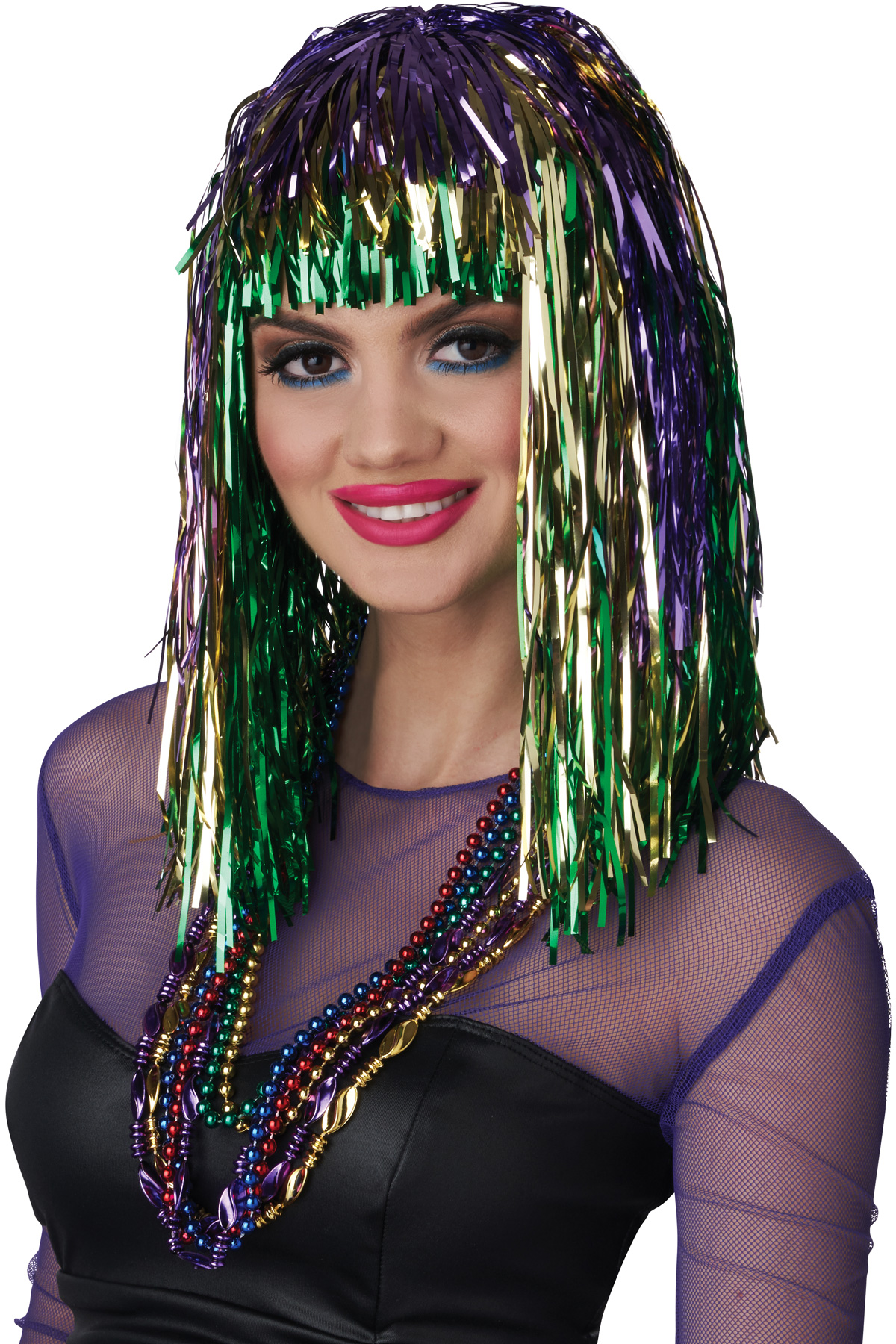 California Costume Mardi Gras Tinsel Wig Adult Women Costume