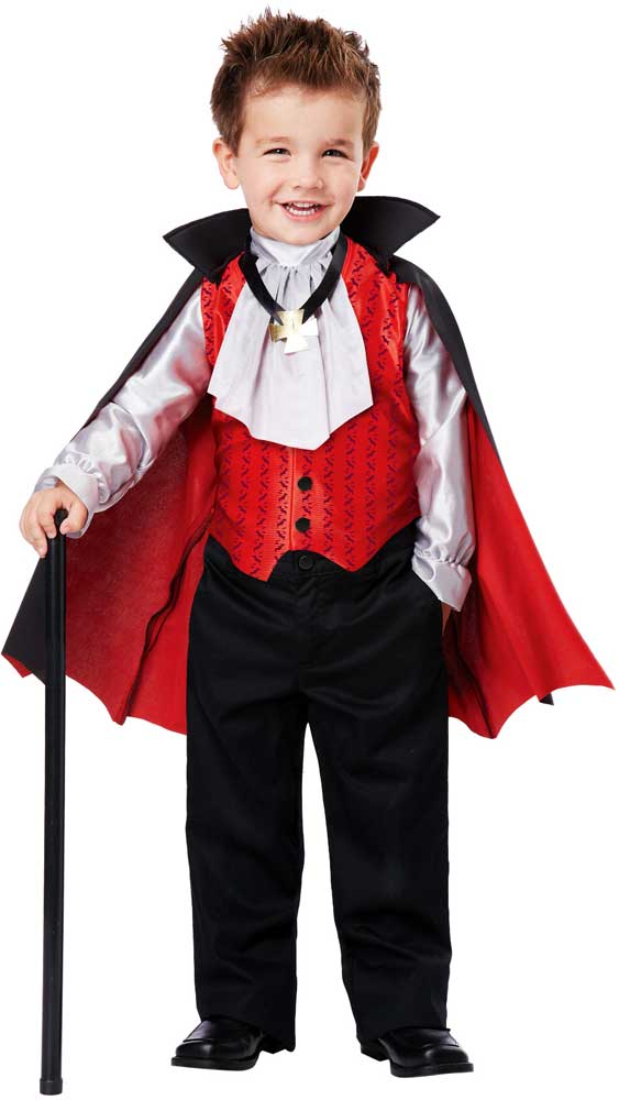 Vampire Boys Toddler Costume Cape Vest Cravat Medallion Halloween 00162 - Picture 2 of 3