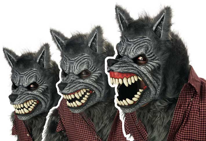 Werewolf Medieval Men Ani Motion Mask Snarling Jaw Halloween 60305 - Picture 2 of 3