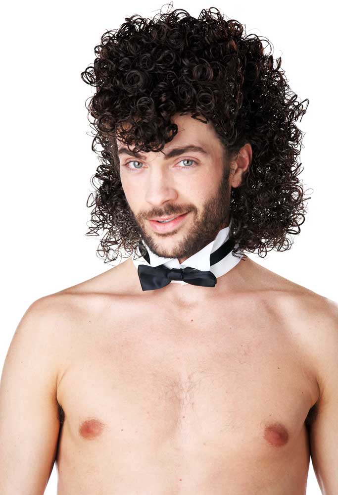 California Costume Curly Mullet Styled Brown Hair Wig Adult Men Halloween 70772 - Picture 2 of 3