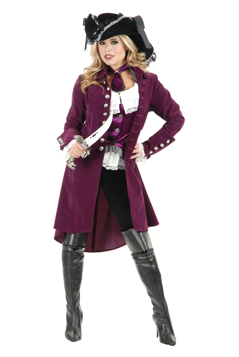 Treasure Hunter Pirate Vixen Velvet Suede Coat Halloween Costume Adult 9269