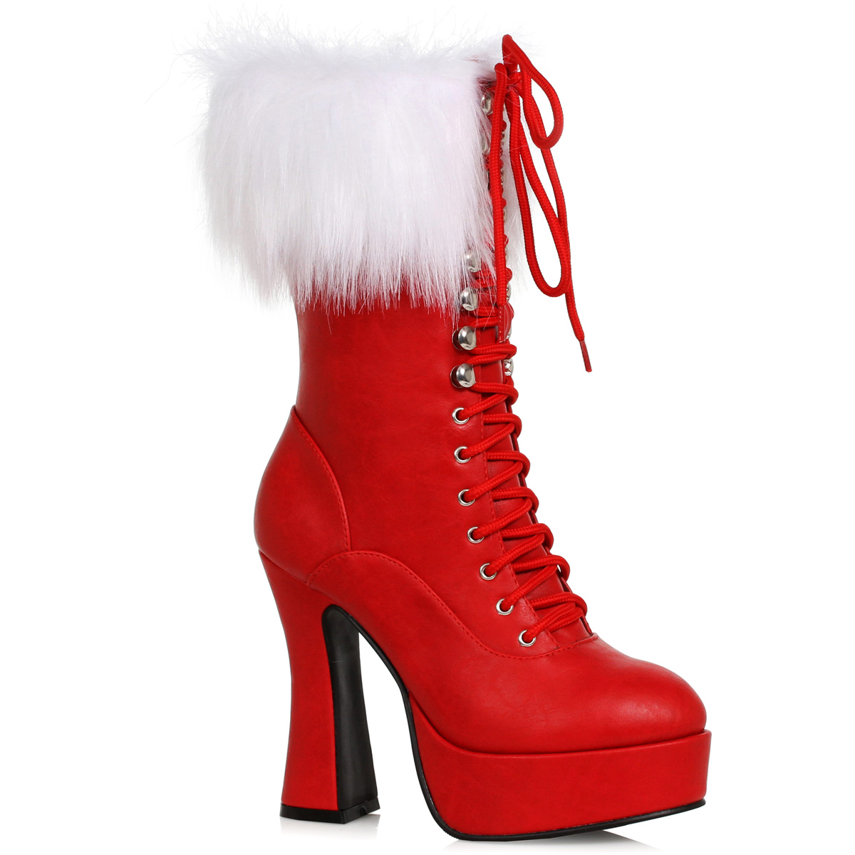 Ellie 5.5 Inch Heel Women’S Holiday Boot With Laces And Faux Fur 557 Joy