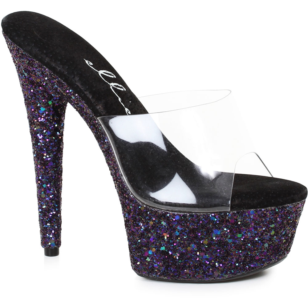Ellie 6" Stiletto Mule Sandal W/Glitter Platform Adult Women Shoes609/Serenity - Picture 4 of 6