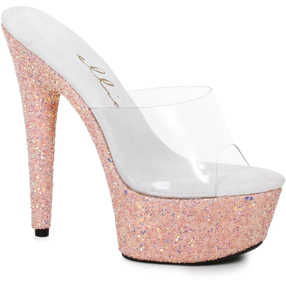 Ellie 6" Stiletto Mule Sandal W/Glitter Platform Adult Women Shoes609/Serenity - Picture 2 of 6