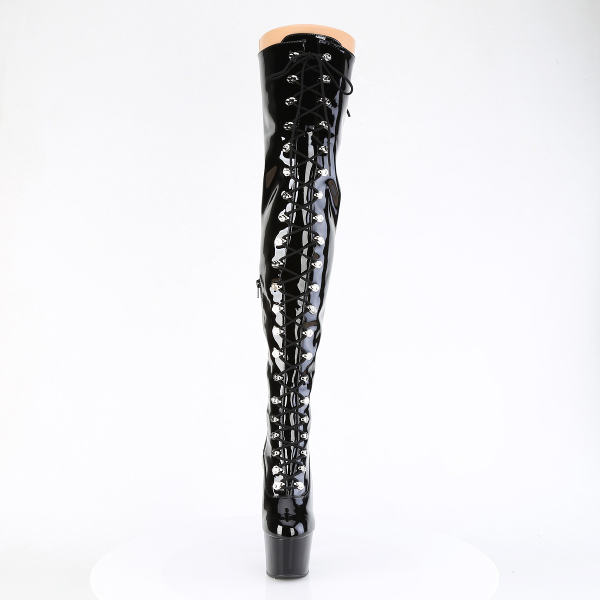 Pleaser Adore 3022 Platform Thigh High Lace-Up Stiletto Boots Side