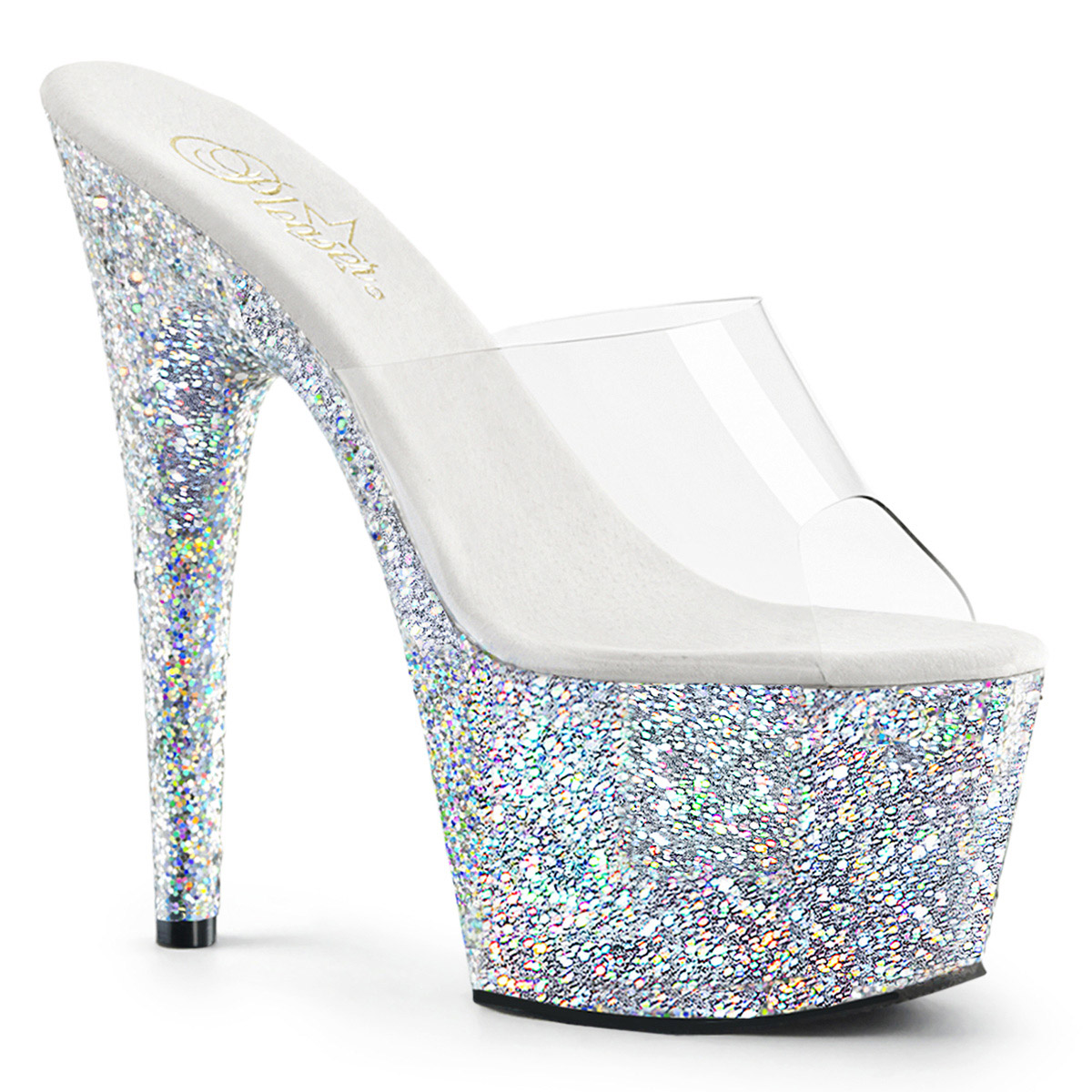 Pleaser 7'' Rhinestone Line Platform Slip On High Heels Shoes Adult Women Ado701 - Picture 27 of 41
