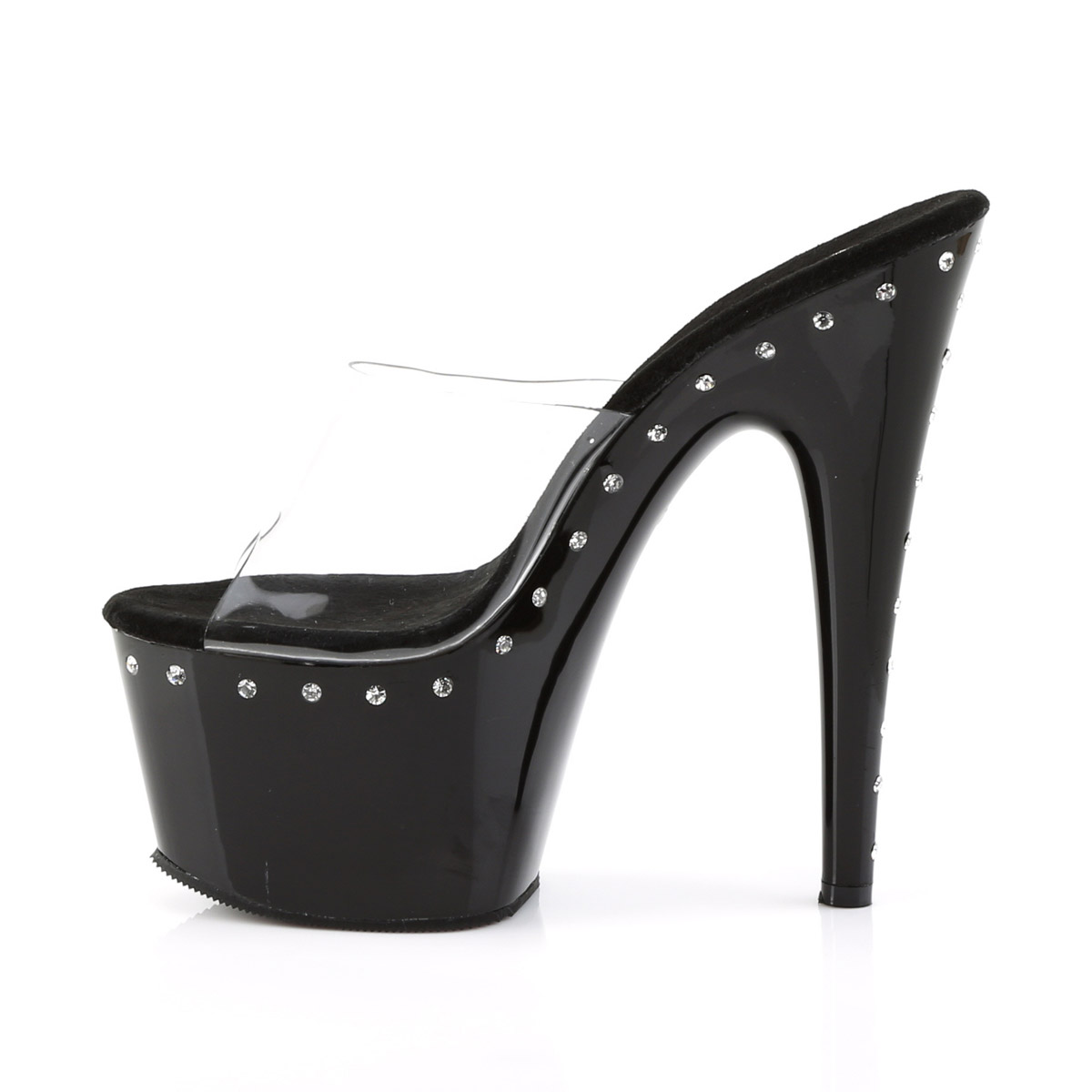 Pleaser 7'' Rhinestone Line Platform Slip On High Heels Shoes Adult Women Ado701 - Picture 34 of 41