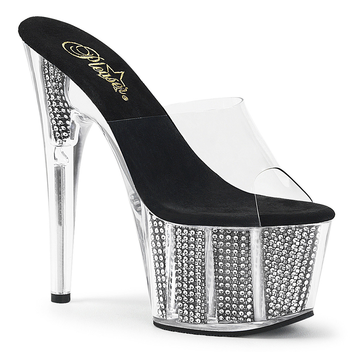 Pleaser 7'' Rhinestone Line Platform Slip On High Heels Shoes Adult Women Ado701 - Picture 37 of 41