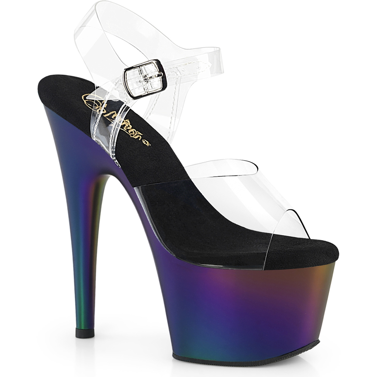Pleaser Adore 708Mch 7″ Heel 2 3 4″ Pf Clear Ankle Strap Platform Sandals