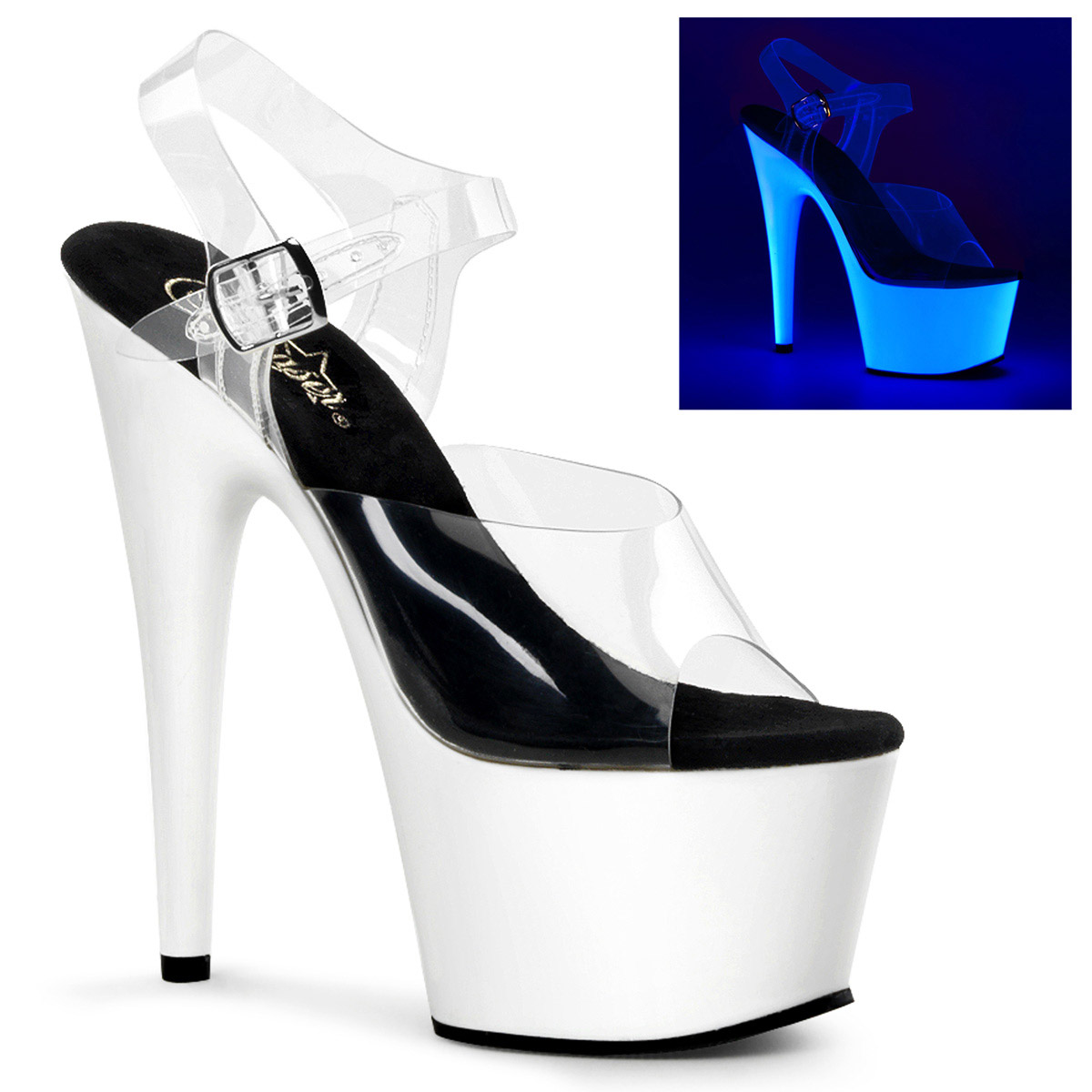 Pleaser Neon Platform Ankle Strap High Heel Sandal Adore 708Uv Heels