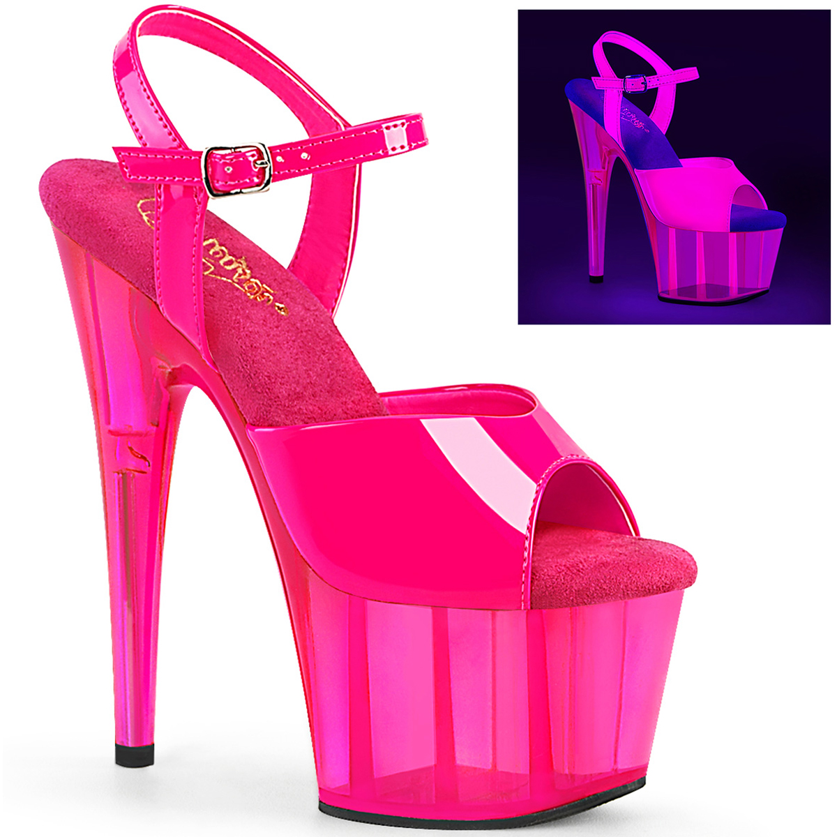 Pleaser 7 Inch Heel Platform Ankle Strap Sandals Adore 709Uvt High
