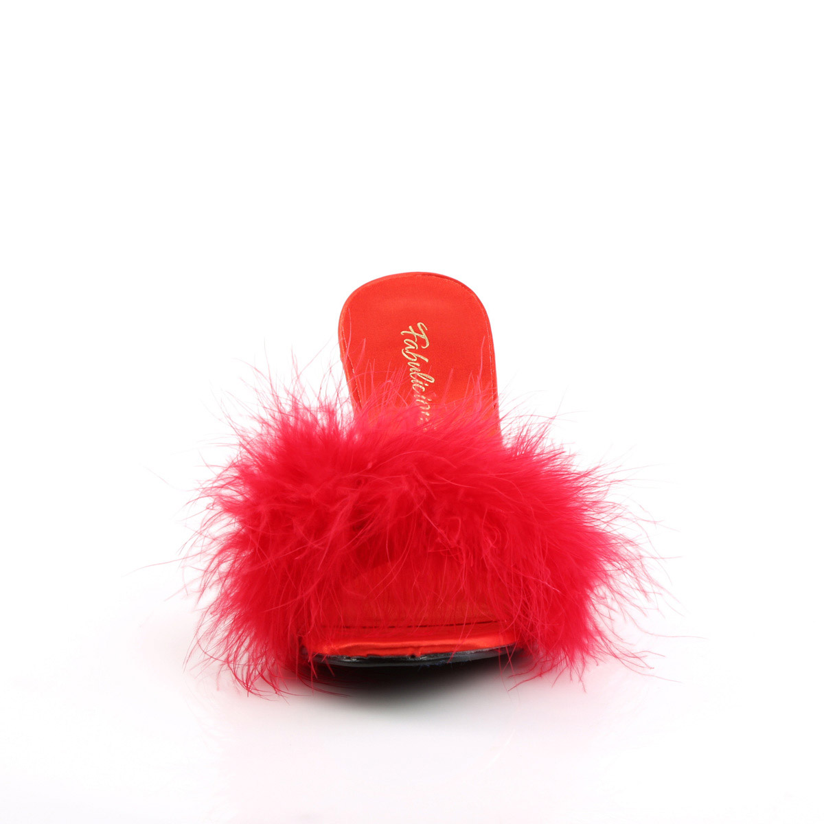 Zapatillas de mula Pleaser mullidas con ribete de marabú superior de tacón alto para mujeres adultas AMOUR03 - Imagen 18 de 26
