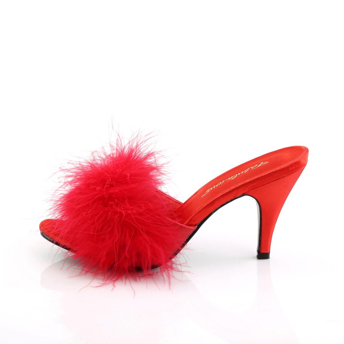 Zapatillas de mula Pleaser mullidas con ribete de marabú superior de tacón alto para mujeres adultas AMOUR03 - Imagen 19 de 26