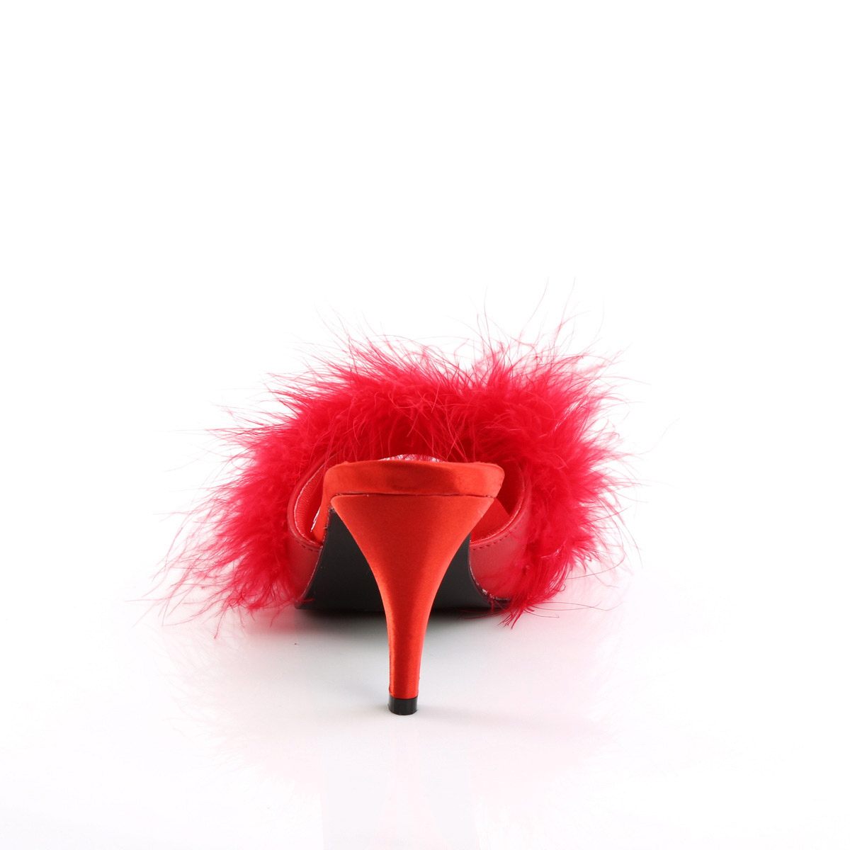 Zapatillas de mula Pleaser mullidas con ribete de marabú superior de tacón alto para mujeres adultas AMOUR03 - Imagen 20 de 26